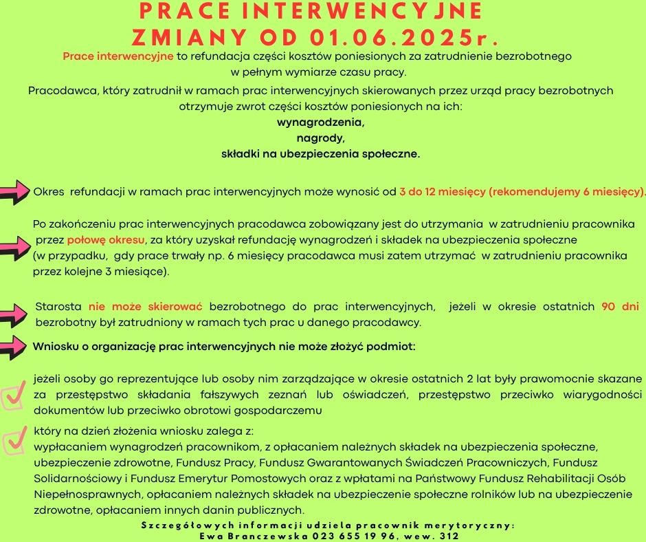 Zdjęcie artykułu Wznowienie naboru wniosków na prace interwencyjne