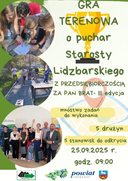 Zdjęcie artykułu Gra terenowa o puchar Starosty Lidzbarskiego „Z przedsiębiorczością za pan brat - III edycja”