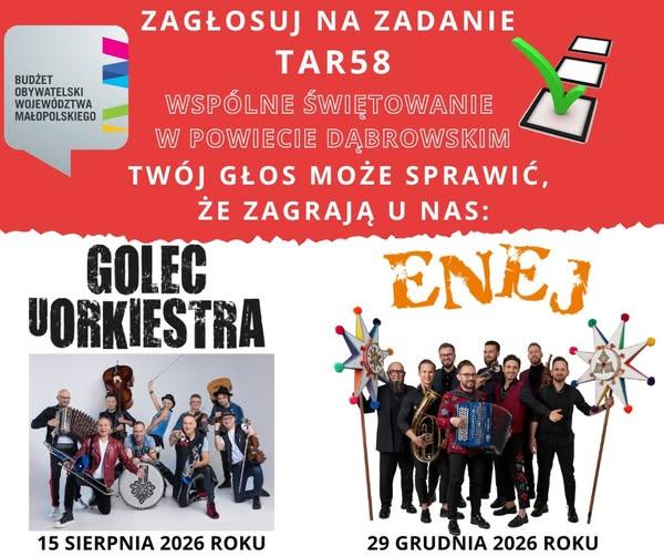 Plakat do zachęcenia na głosowanie na budżet obywatelski dla powiatu dąbrowskiego